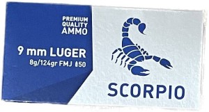 Amunicja pistol.Scorpio kal.9mm Luger; op.50szt.
