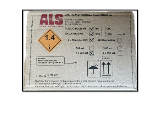 Amunicja 9x19mm 124grFMJ 130PF elaborowana-4520